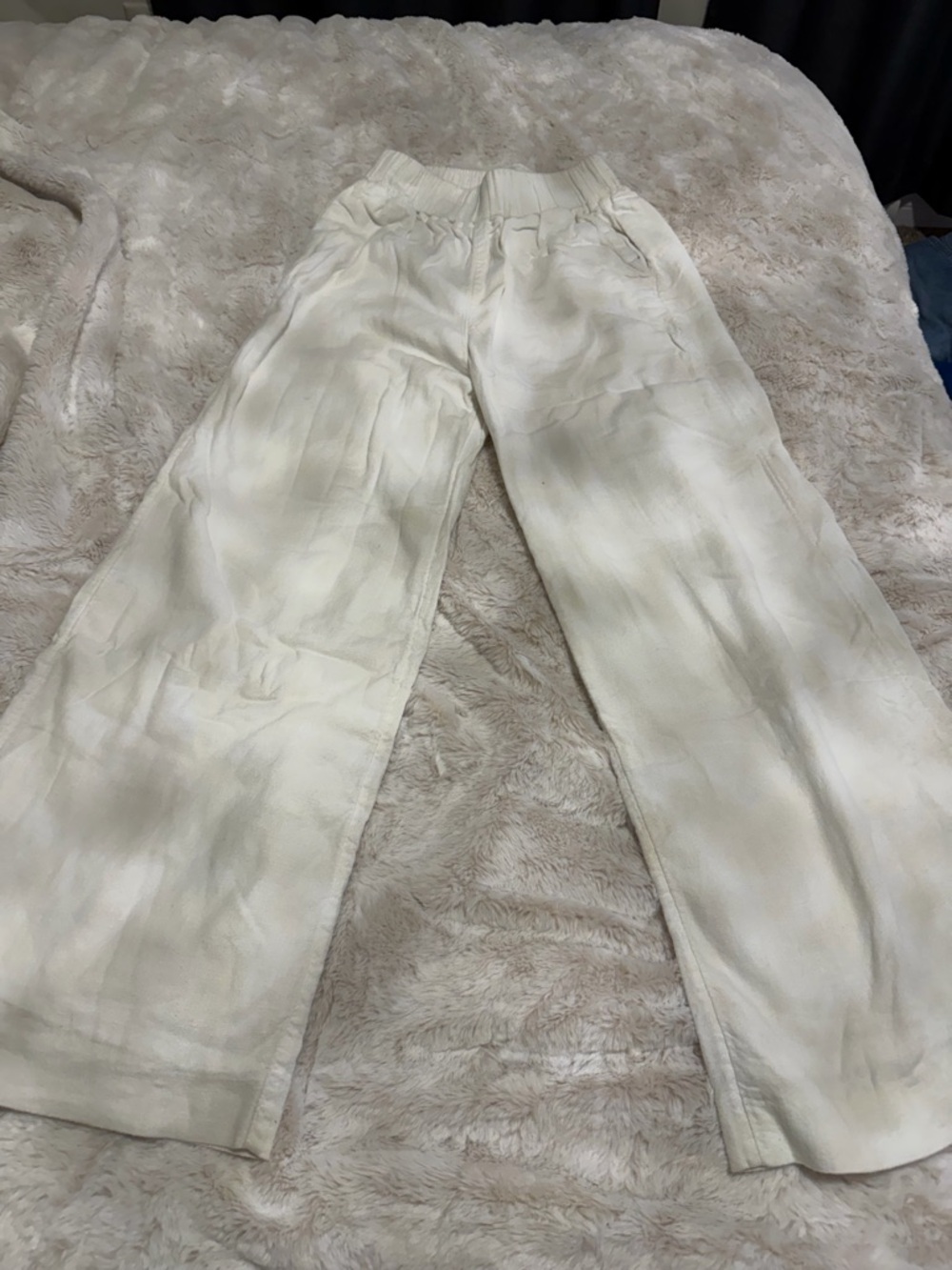 Abercrombie & Fitch Cream Wide-Leg linen pants